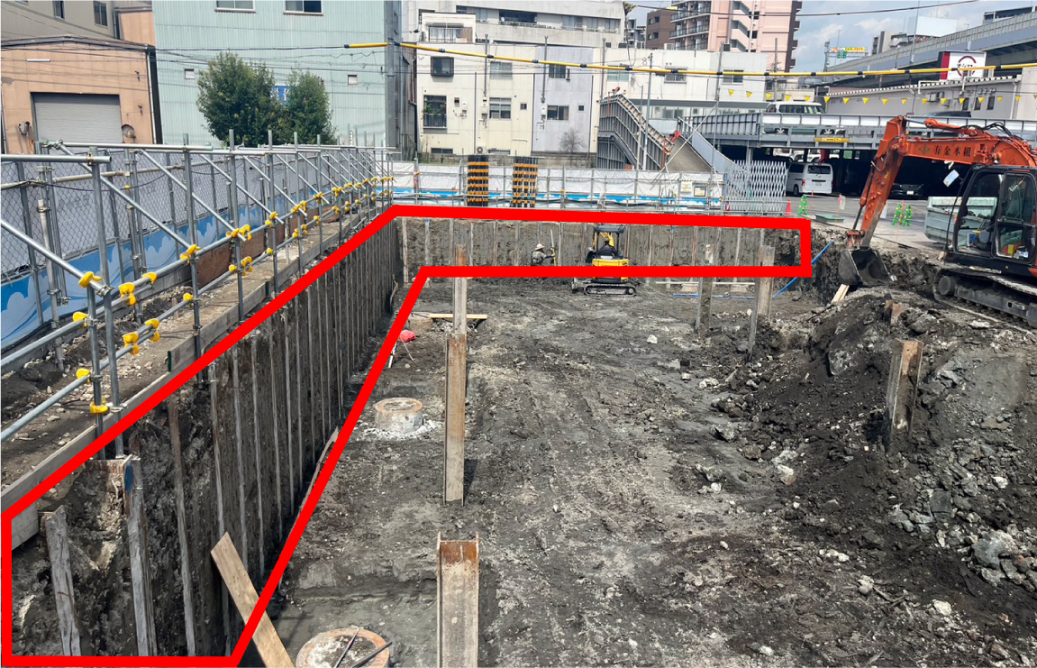 山留（土留）施工完了