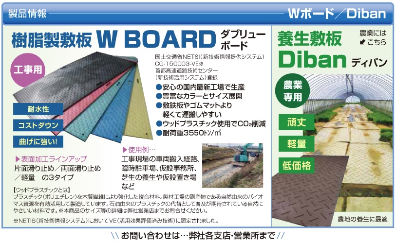 樹脂製敷板 W BOARD／養生敷板 Diban