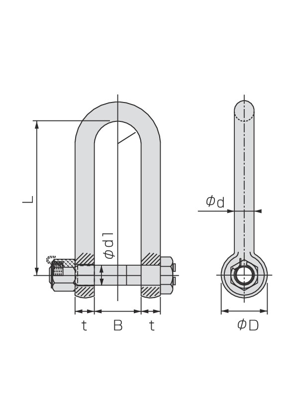 注文割引 軽量シャックル ストレート ボルトナット 使用荷重63t