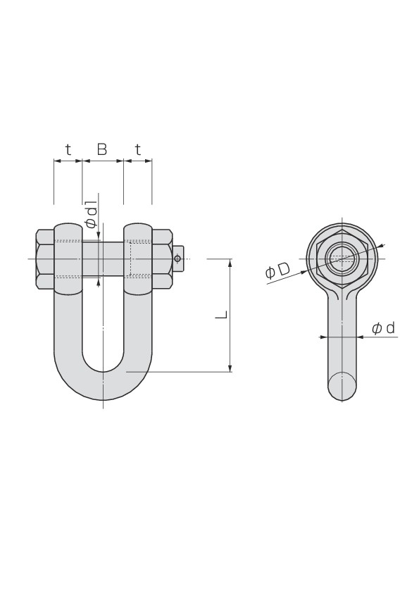 日本JIS規格SB　ステンレス製シャックル　M級　使用荷重11T　10個入り - 4